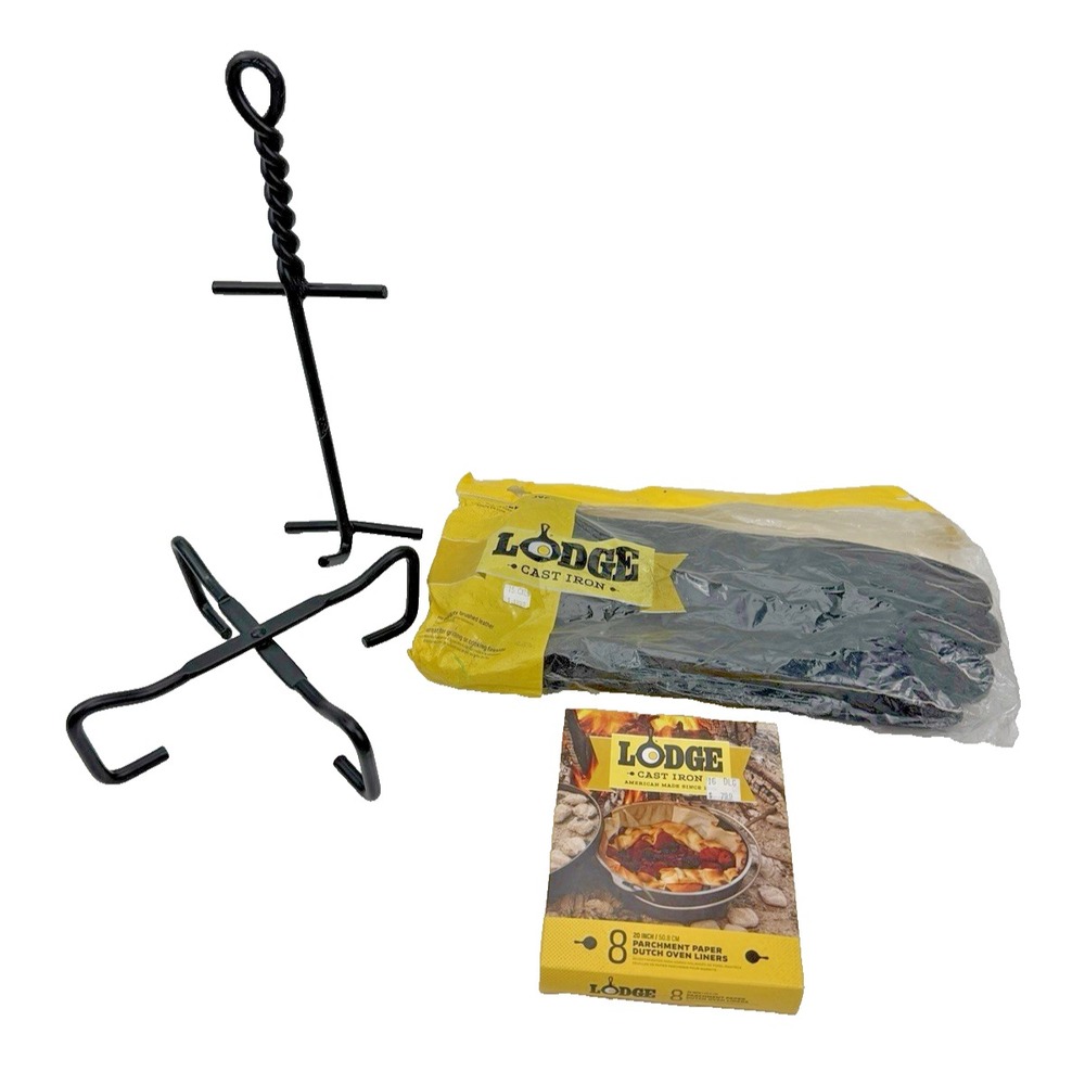 Lodge Dutch Oven Cooking Lid Lifter Leather Gloves Oven Liners 4-in-1 Oven Tool
